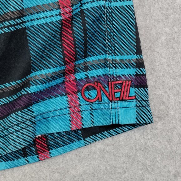 O'Neill Hybrid Board Shorts Mens 32 Blue Plaid 10.5in Inseam Beach Swim Surfing - Picture 4 of 14
